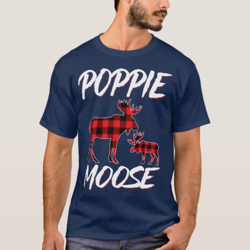 Red Plaid Poppie Moose Matching Family Pajama Chri T_Shirt