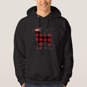 Red Plaid Pug Christmas Santa Hat Pajama Gift Dog Hoodie