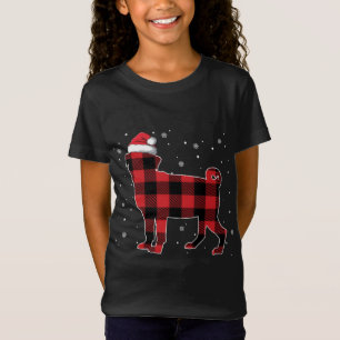 Red Plaid Pug Christmas Santa Hat Pajama Gift Dog  T-Shirt