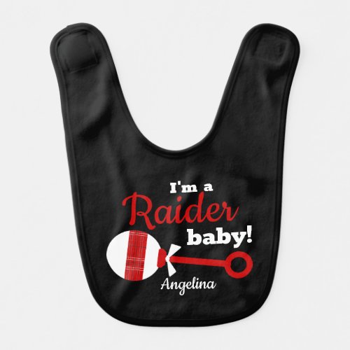Red Plaid Rattle Raider Baby Bib