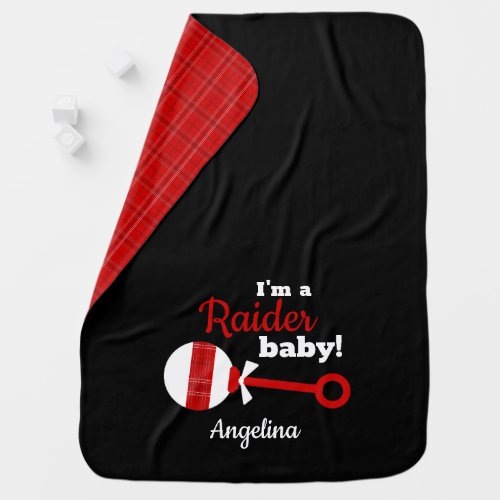 Red Plaid Rattle Raider Baby Blanket