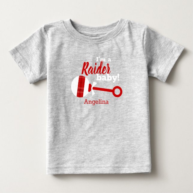 Red Plaid Rattle Raider Baby T-Shirt (Front)