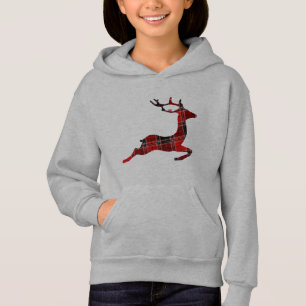 Red Plaid Reindeer Christmas Hoodie