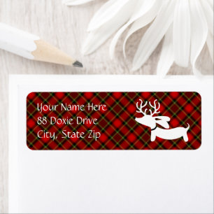 Red Plaid Reindeer Dachshund Address Labels