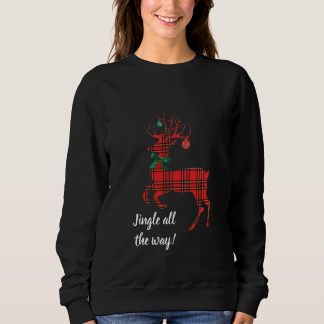 Red Plaid Reindeer (Jingle all the way!) Sweatshirt (Front)