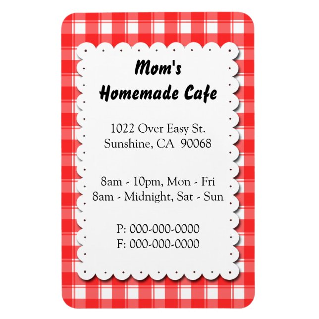 Red Plaid Restaurant Advertisement Custom Magnet (Vertical)