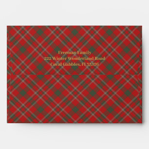 Red Plaid Return Address Holiday Envelope
