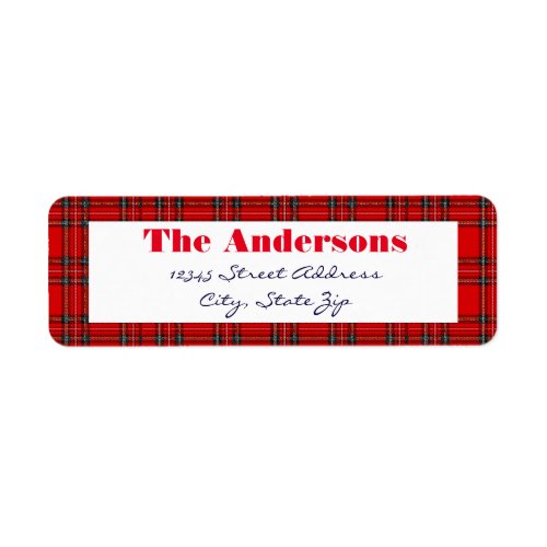 Red Plaid _ Return Address Label