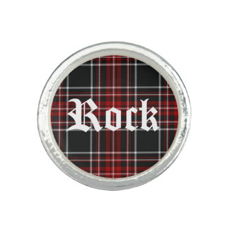 Red Plaid (Rock) Round Ring