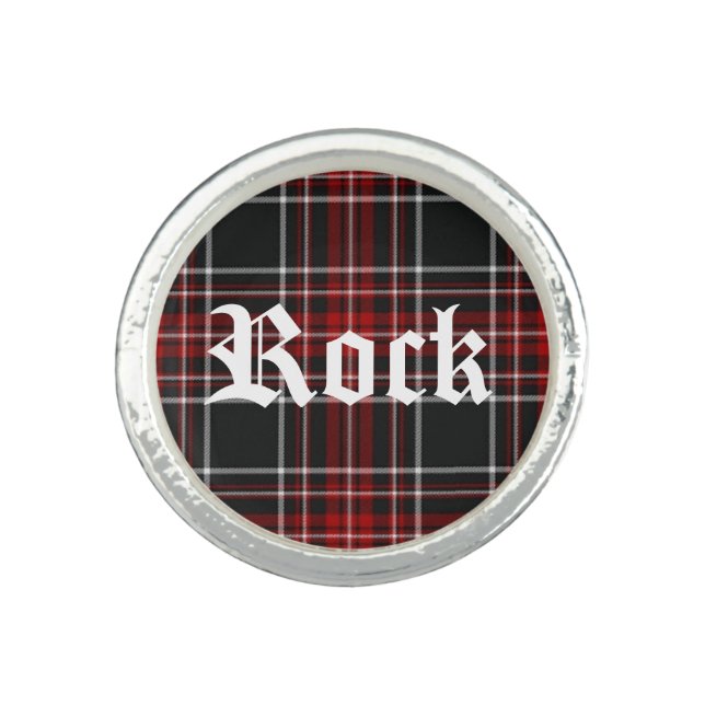 Red Plaid (Rock) Round Ring (Front)