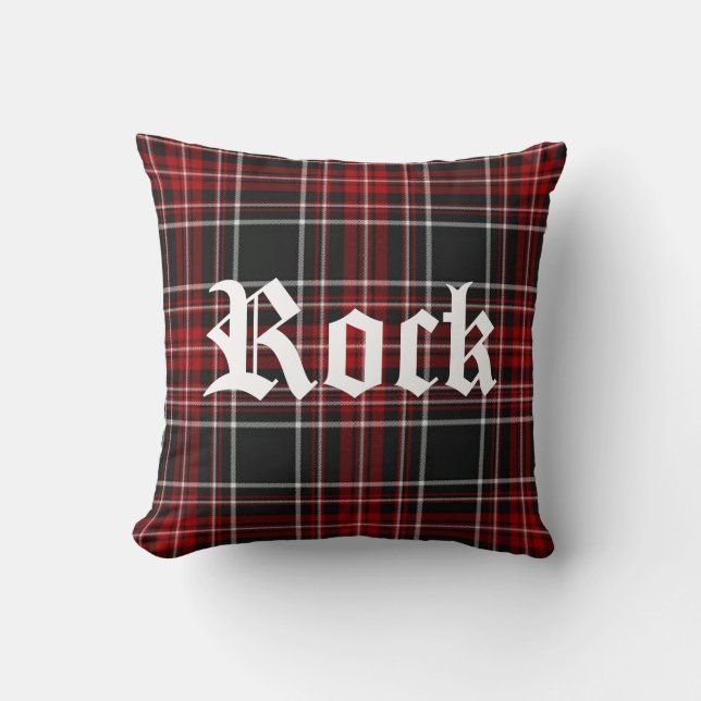 Red Plaid "Rock" Tartan Pillow (Front)