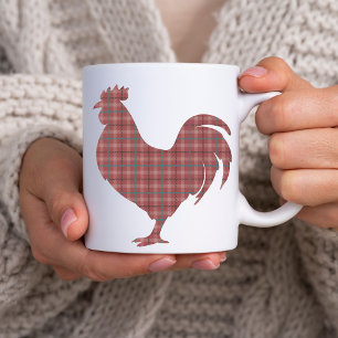 Red Plaid Rooster Coffee Mug