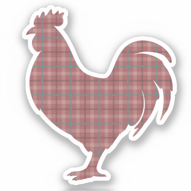  Red Plaid Rooster  Sticker (Front)