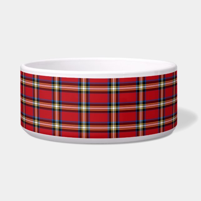 Red Plaid, Royal Stewart Tartan Dog Bowl (Front)
