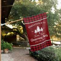 Red Plaid Rustic Christmas Tree Farm Weatherproof