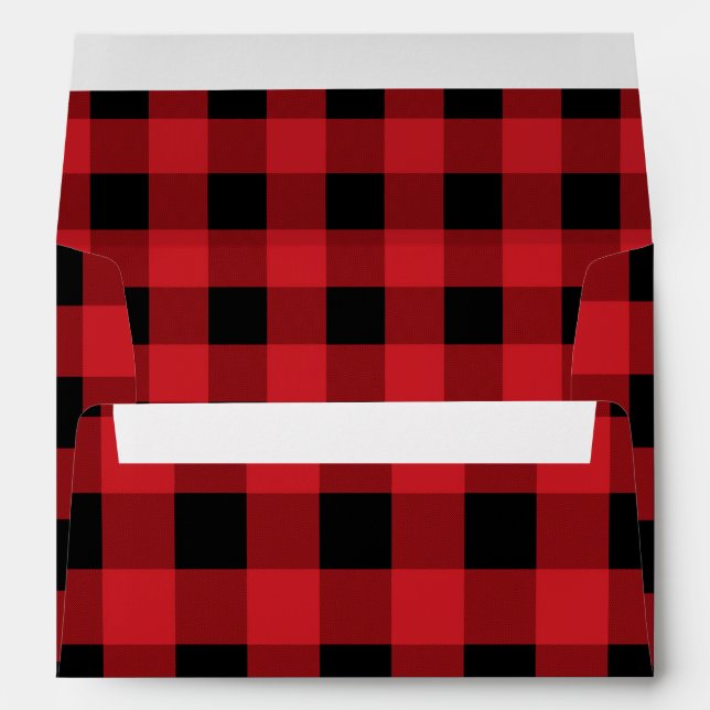 Red Plaid Rustic Country Holiday Card Envelopes (Back (Bottom))