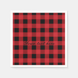 Red Plaid Rustic Country Holiday Christmas Napkins