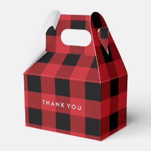 Red Plaid Rustic Country Holiday Party Favor Boxes