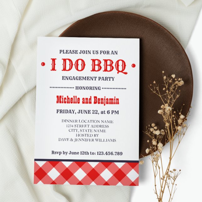 Red Plaid | Rustic I DO BBQ Engagement Party Invitation (Creator Uploaded)