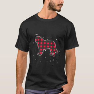 Red Plaid Saint Bernard Dog Matching Buffalo Famil T-Shirt
