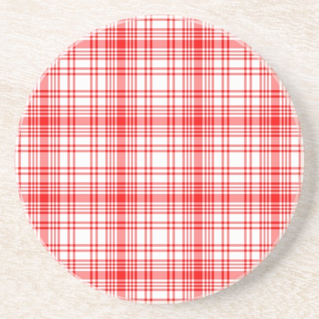 Red Plaid Sandstone Coaster (Front)