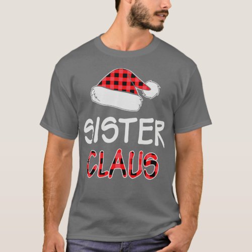 Red Plaid Santa Hat Sister Claus Matching Family C T_Shirt
