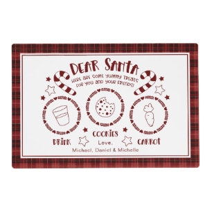 Red Plaid Santa Milk and Cookies Placemat