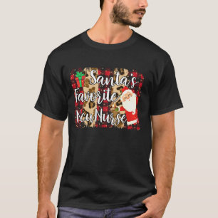 Red Plaid Santa S Favorite Nicu Nurse Christmas Xm T-Shirt