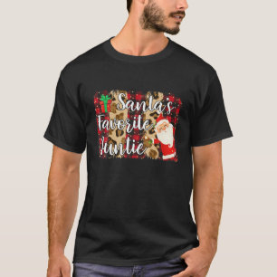 Red Plaid Santa's Favorite Auntie Family Matching T-Shirt