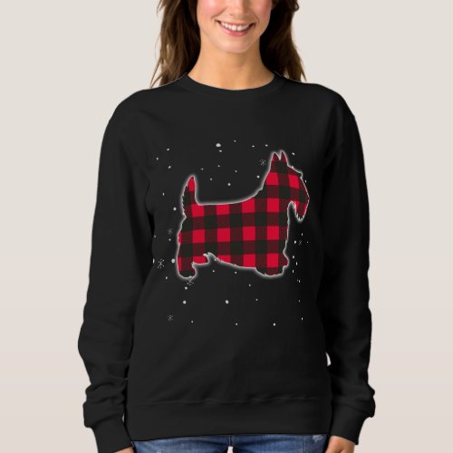 Red Plaid Scottie Christmas Matching Buffalo Famil Sweatshirt