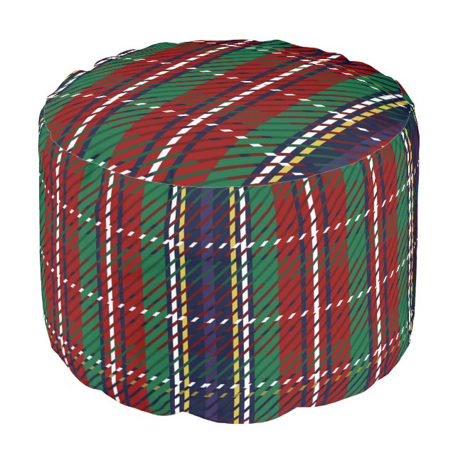 Red Plaid Scottish Rustic Flannel Print     Pouf (Angled Front)
