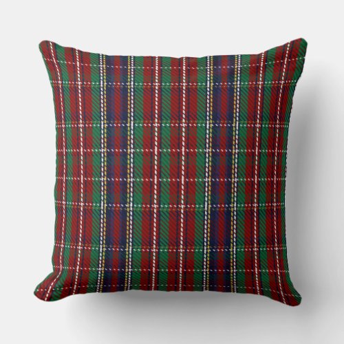 Red Plaid Scottish Rustic Flannel Print    Throw Pillow
