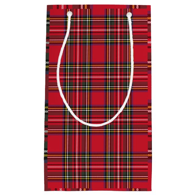 Red Plaid Scottish Tartan Holiday Gift Bag (Front)
