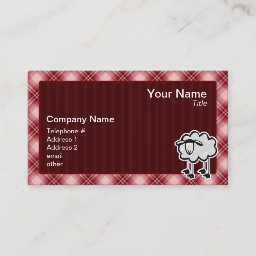 Customizable Red Plaid Sheep Business Cards