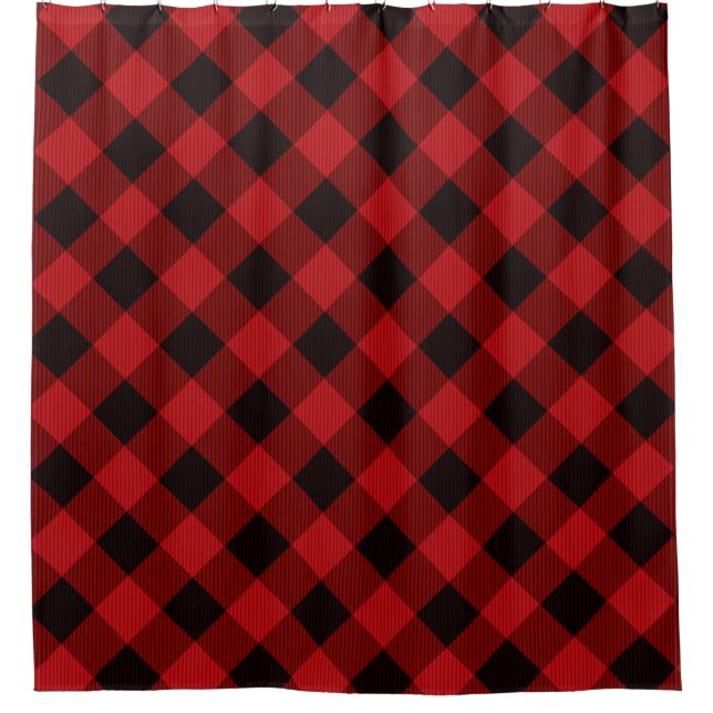 Red Plaid Shower Curtain (Front)
