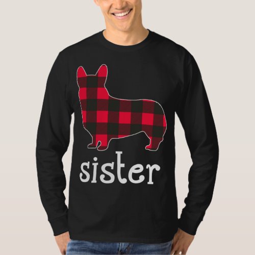 Red Plaid Sister Corgi Christmas Matching Family P T_Shirt