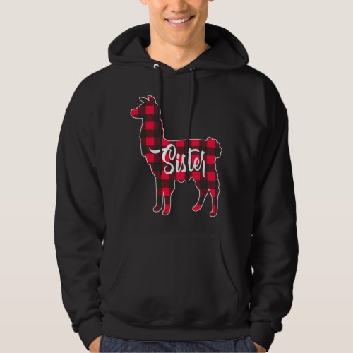 Red Plaid Sister Llama Christmas Matching Family P Hoodie