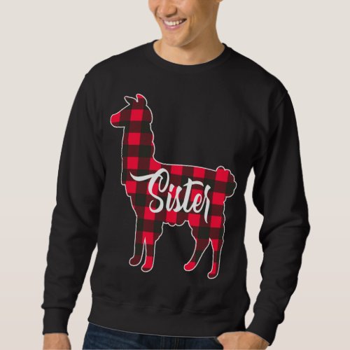 Red Plaid Sister Llama Christmas Matching Family P Sweatshirt