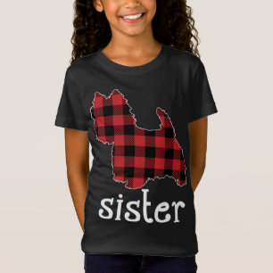 Red Plaid Sister Westie Christmas Dad Matching Fam T-Shirt