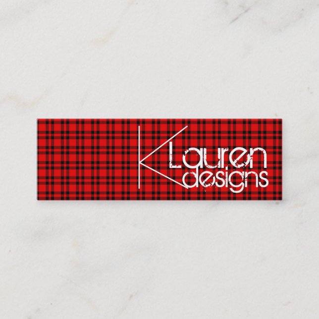 red plaid skinny business card (Front)