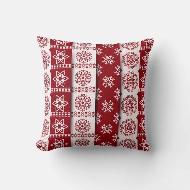  Red Plaid Snowflake Christmas Pillow (Front)