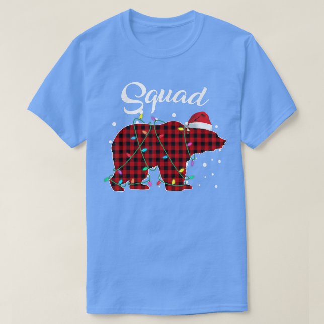 Red Plaid Squad Bear Matching Buffalo Pajama  T-Shirt (Design Front)
