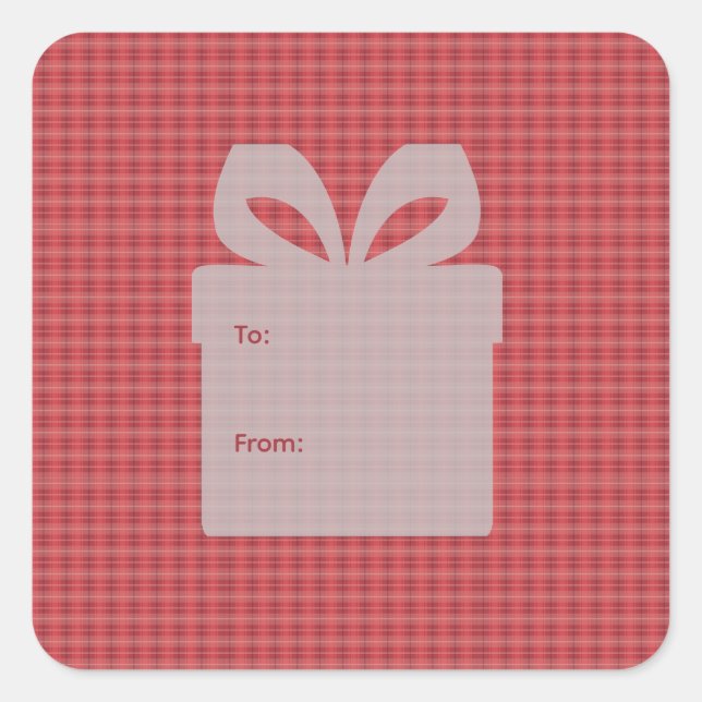 Red Plaid Square Sticker (Front)