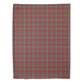 Red Plaid State of North Carolina Tartan Duvet Cover