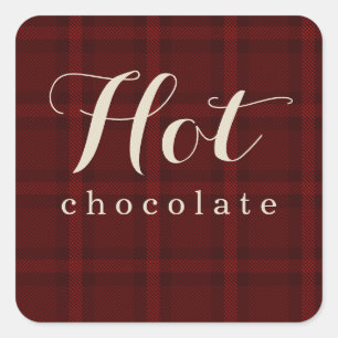 Red Plaid Sticker for DIY Hot Chocolate Gift