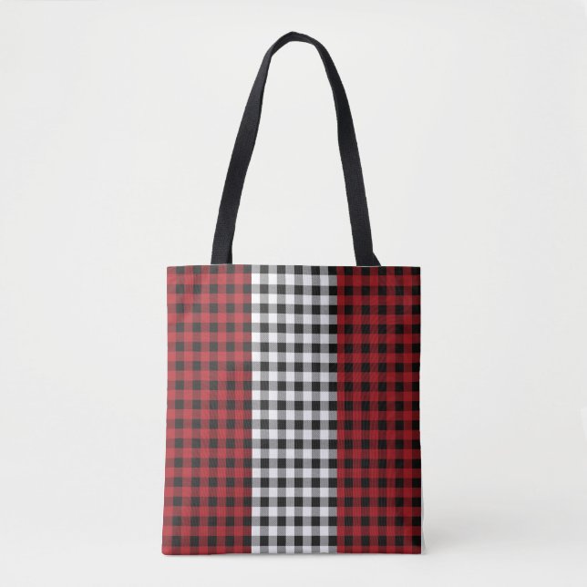 Red Plaid Tartan Buffalo Checkered Plaid Pattern Tote Bag (Front)