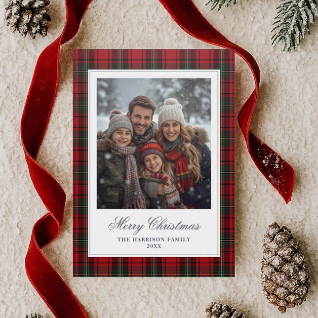 Red Plaid Tartan Christmas Letterpress Photo Cards (Creator Uploaded)