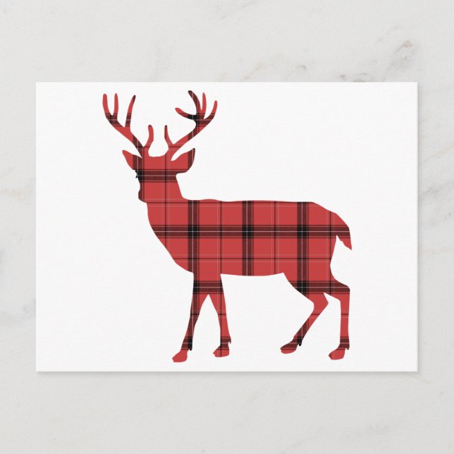 Red Plaid Tartan Pattern Christmas Holiday Deer (Front)