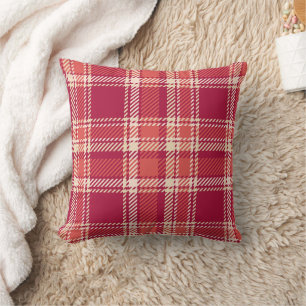 Red Plaid Tartan Throw Pillow