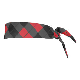 Red Plaid Tartan Tie Headband